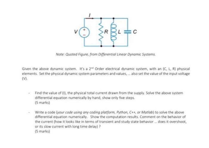R 0000 C Note Quoted Figure From Differential Linear Dynamic Systems Given The Above Dynamic System It S A 2nd Order 2