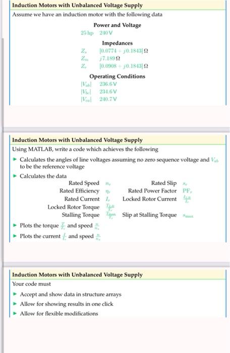 Induction Motors With Unbalanced Voltage Supply Assume We Have An Induction Motor With The Following Data Power And Volt 1