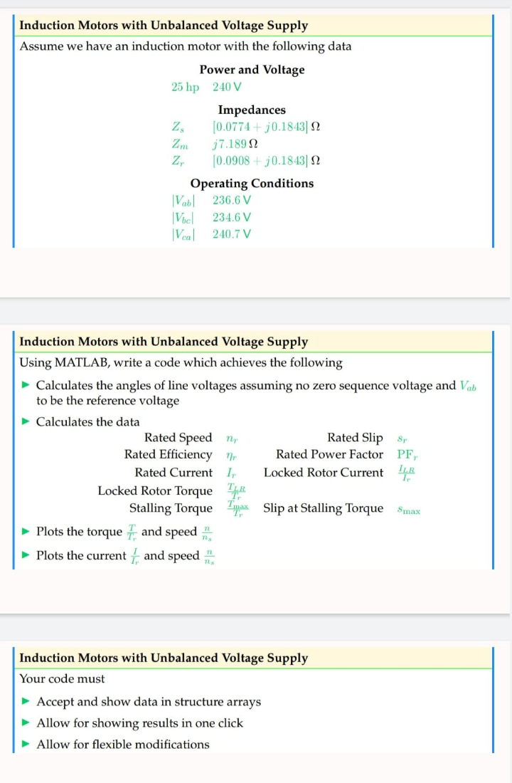 Induction Motors With Unbalanced Voltage Supply Assume We Have An Induction Motor With The Following Data Power And Volt 1