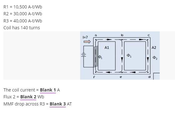 A 0 0003 Sq M Lc 8 Cm Lg 1 Mm 1 400 Ma Flux 1 3 X 10 4 Wb N Is Approximately Equal To Blank 1 Turns N Turns Gap R1 3