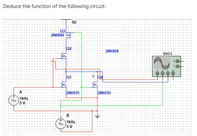 Deduce The Function Of The Following Circuit 5v Q3 2n6804 Ru A 1khz 5 V Ru Q2 Q1 2n6659 B 1khz 5v Y 04 2n6804 2n665 1