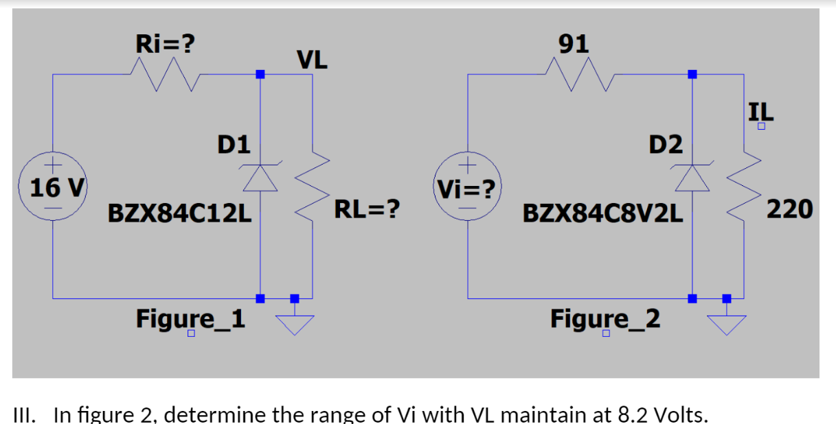 91 D1 D2 16 V Bzx84c12l Rl Bzx84c8v2l Figure 1 Figure 2 Iii In Figure 2 Determine The Range Of Vi With Vl Maintain 1