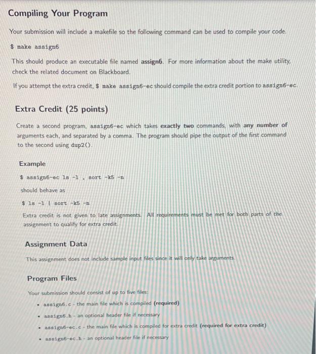 For This Assignment You Will Use C S Process Control Functions To Exercise Basic Process Creation Your Program Should 2
