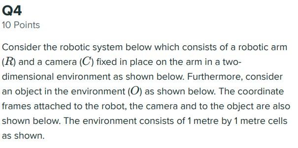 Q4 10 Points Consider The Robotic System Below Which Consists Of A Robotic Arm R And A Camera C Fixed In Place On Th 1