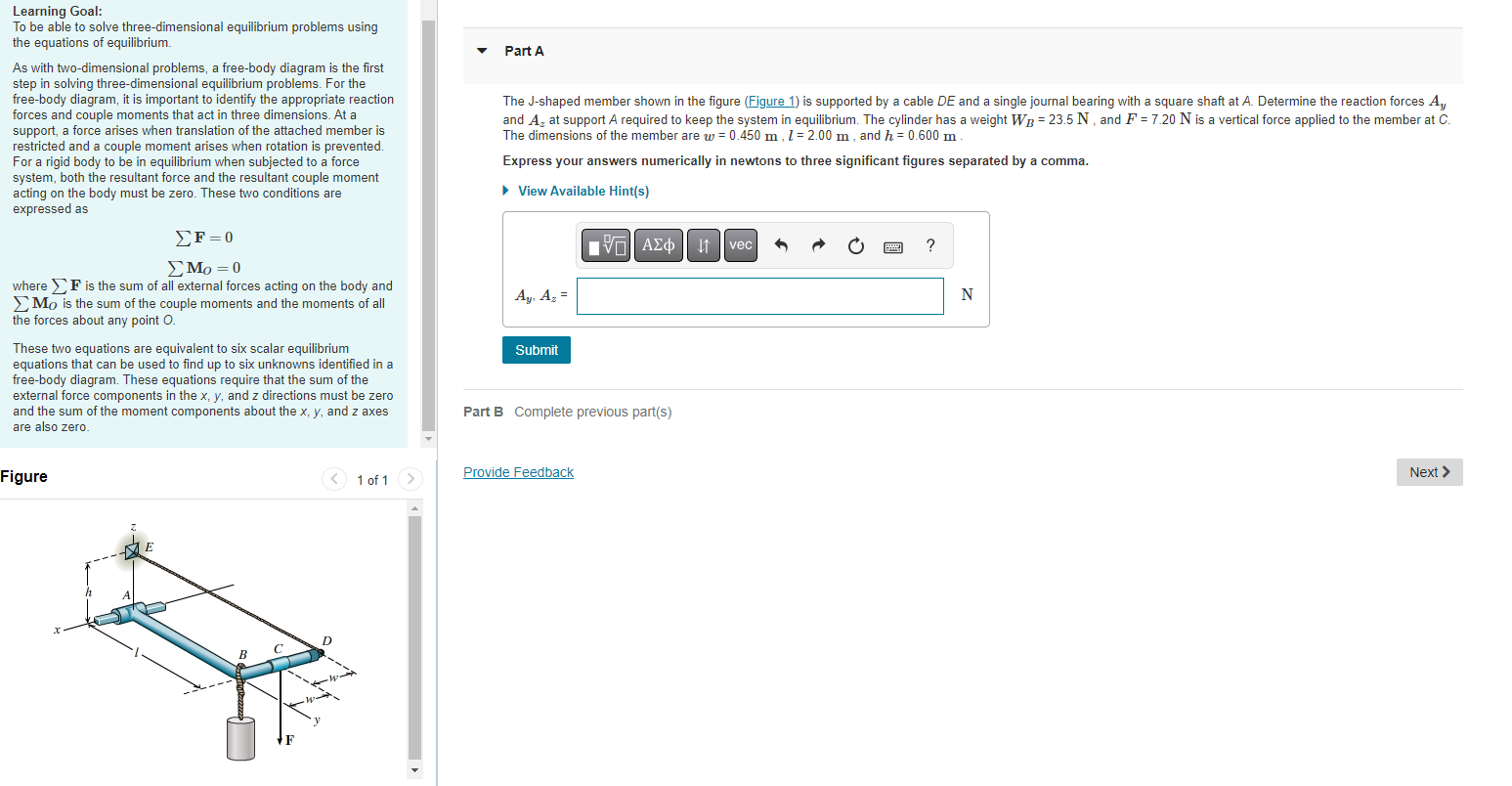 Learning Goal To Be Able To Solve Three Dimensional Equilibrium Problems Using The Equations Of Equilibrium As With Tw 1