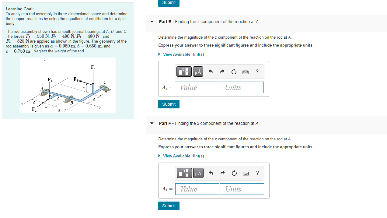 Learning Goal To Analyze A Rod Assembly In Three Dimensional Space And Determine The Support Reactions By Using The Equ 1