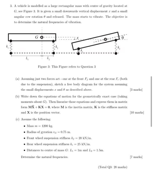 3 A Vehicle Is Modelled As A Large Rectangular Mass With Centre Of Gravity Located At G See Figure 3 It Is Given A Sm 1