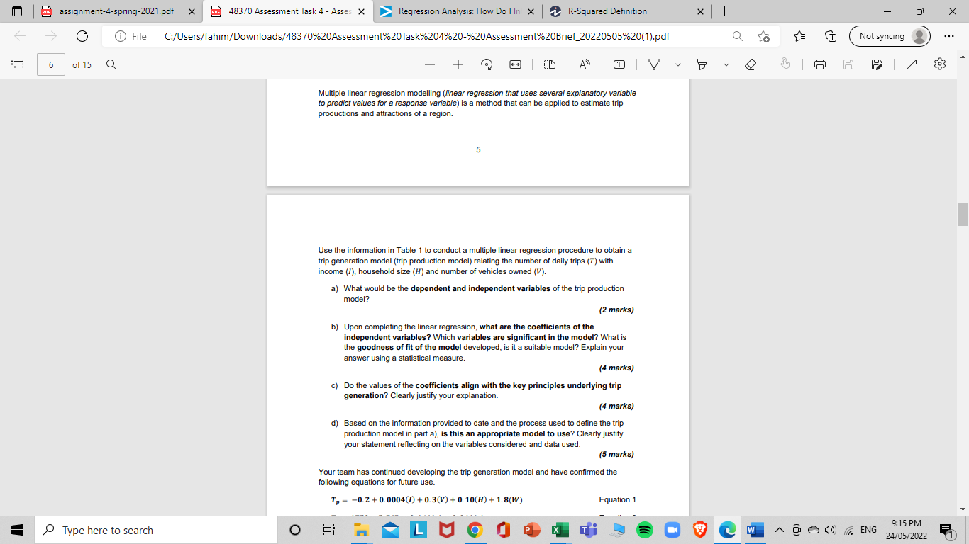 Pdf Assignment 4 Spring 2021 Pdf X Pdf 48370 Assessment Task 4 Asses X Regression Analysis How Do I In X R Squared Def 4