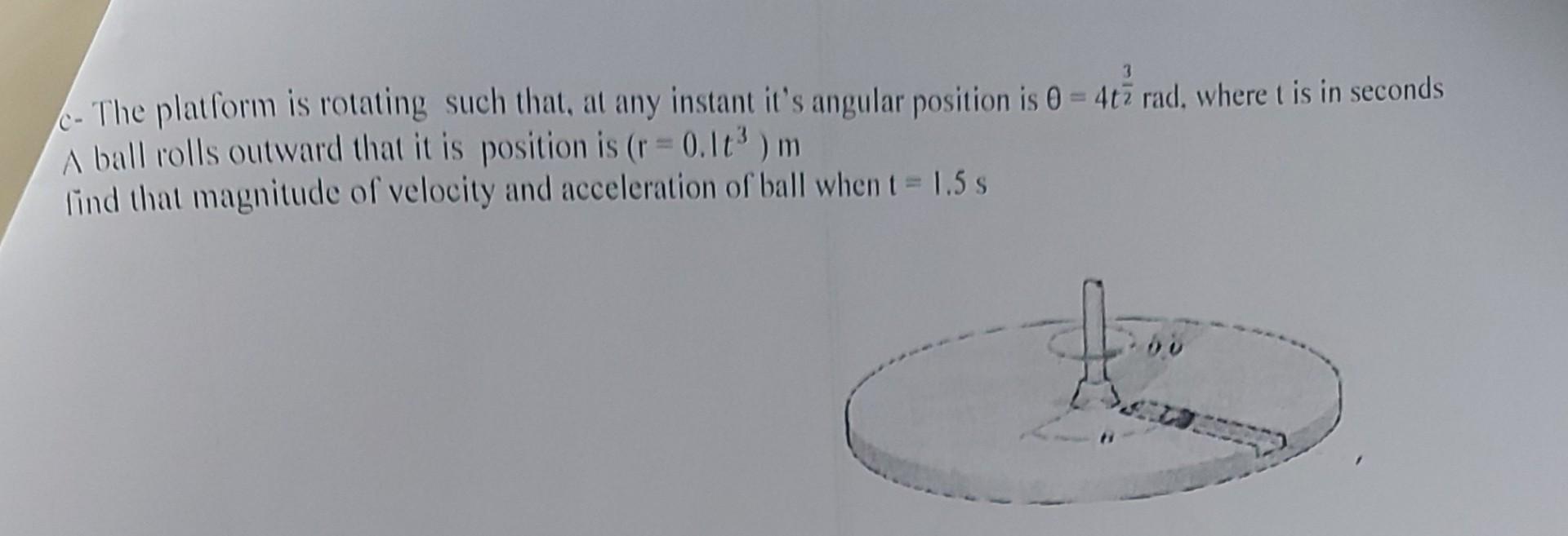 The Platform Is Rotating Such That At Any Instant It S Angular Position Is 0 4tz Rad Where T Is In Seconds A Ball R 1