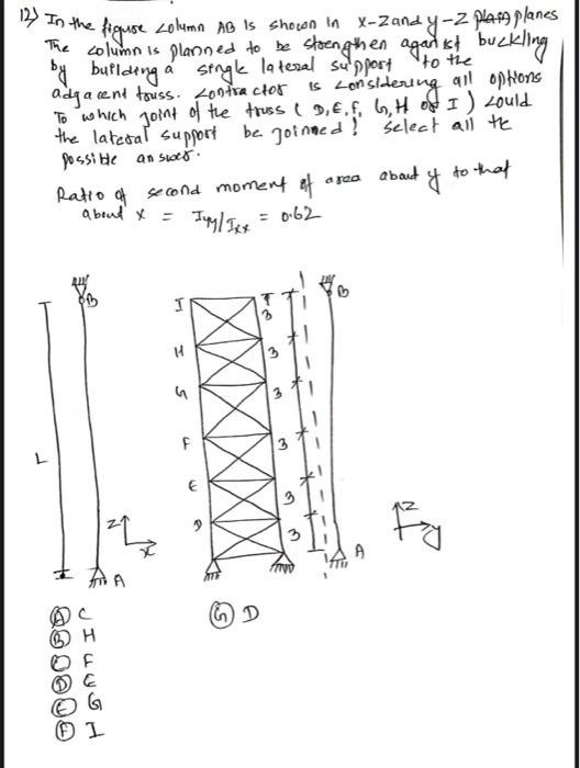 12 In The Figure Zolumn Ab Is Shown In X Zandy Z Plas Planes The Column Is Planned To Be Ist To By Building A Single 1