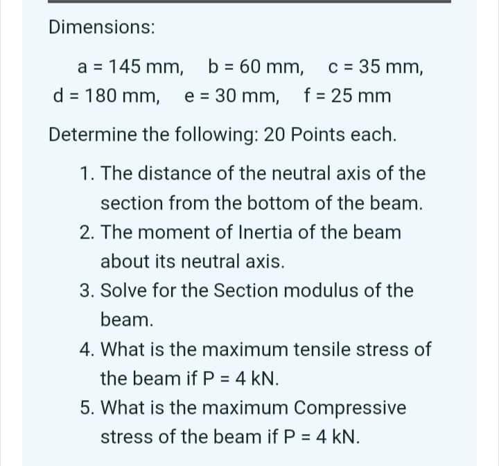 A Composite Beam Supports The Three Concentrated Loads As Shown P 14p 2m 1m Beam Section 2 201 Dimensions A 145 M 2
