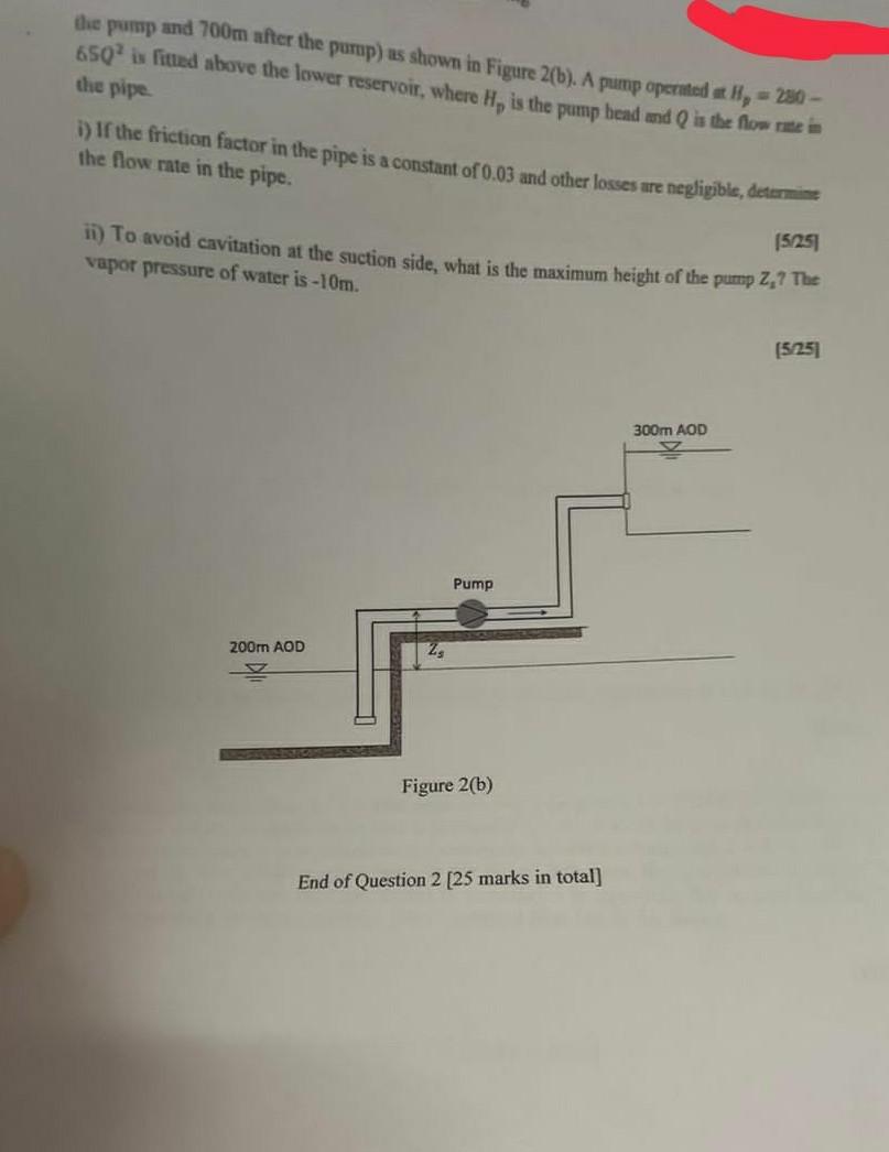 The Pump And 700m After The Pump As Shown In Figure 2 B A Pump Operated At H 280 650 Is Fitted Above The Lower Re 2