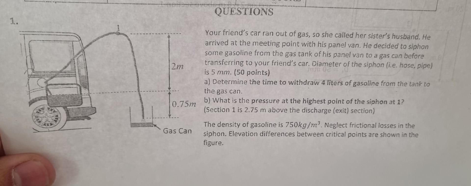 1 Holloprover 2m 0 75m Gas Can Questions Your Friend S Car Ran Out Of Gas So She Called Her Sister S Husband He Arri 1