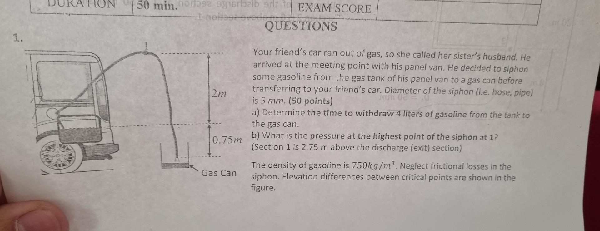 1 On 50 Min 00592 916 91 10 Exam Score Hollostovedogs Questions Your Friend S Car Ran Out Of Gas So She Called Her Si 1