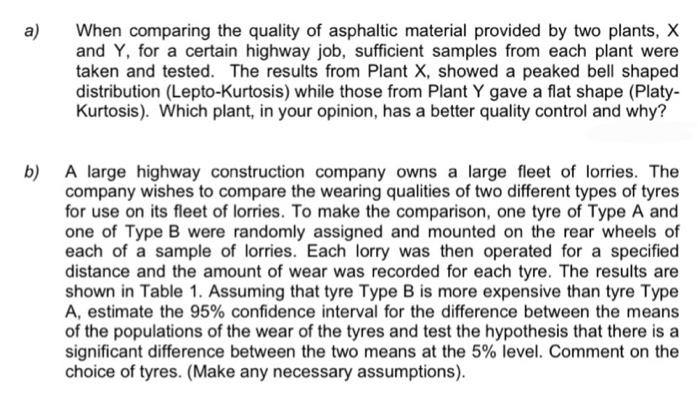 A When Comparing The Quality Of Asphaltic Material Provided By Two Plants X And Y For A Certain Highway Job Sufficie 1