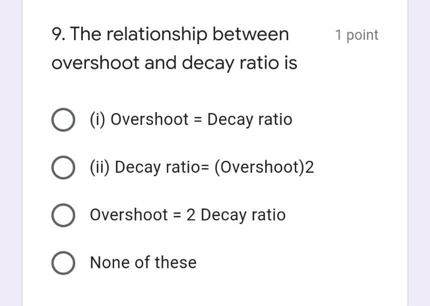 9 The Relationship Between Overshoot And Decay Ratio Is O I Overshoot Decay Ratio Ii Decay Ratio Overshoot 2 O 1