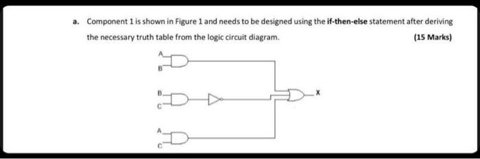 A Component 1 Is Shown In Figure 1 And Needs To Be Designed Using The If Then Else Statement After Deriving The Necessa 1