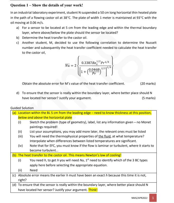 Question 1 Show The Details Of Your Work In An Industrial Laboratory Experiment Student N Suspended A 50 Cm Long Hor 1