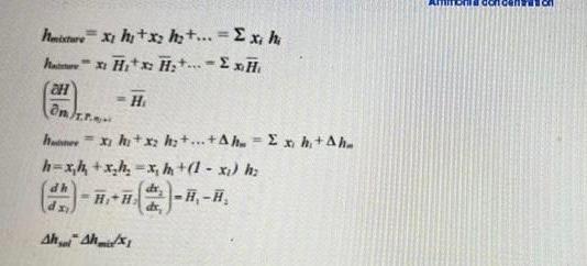 Use The Inofmmation Below To Find The Enthalples Of Pure Ammonia And Water At 30 C In Kj Kg The Adiabatic Mixing Tempe 2
