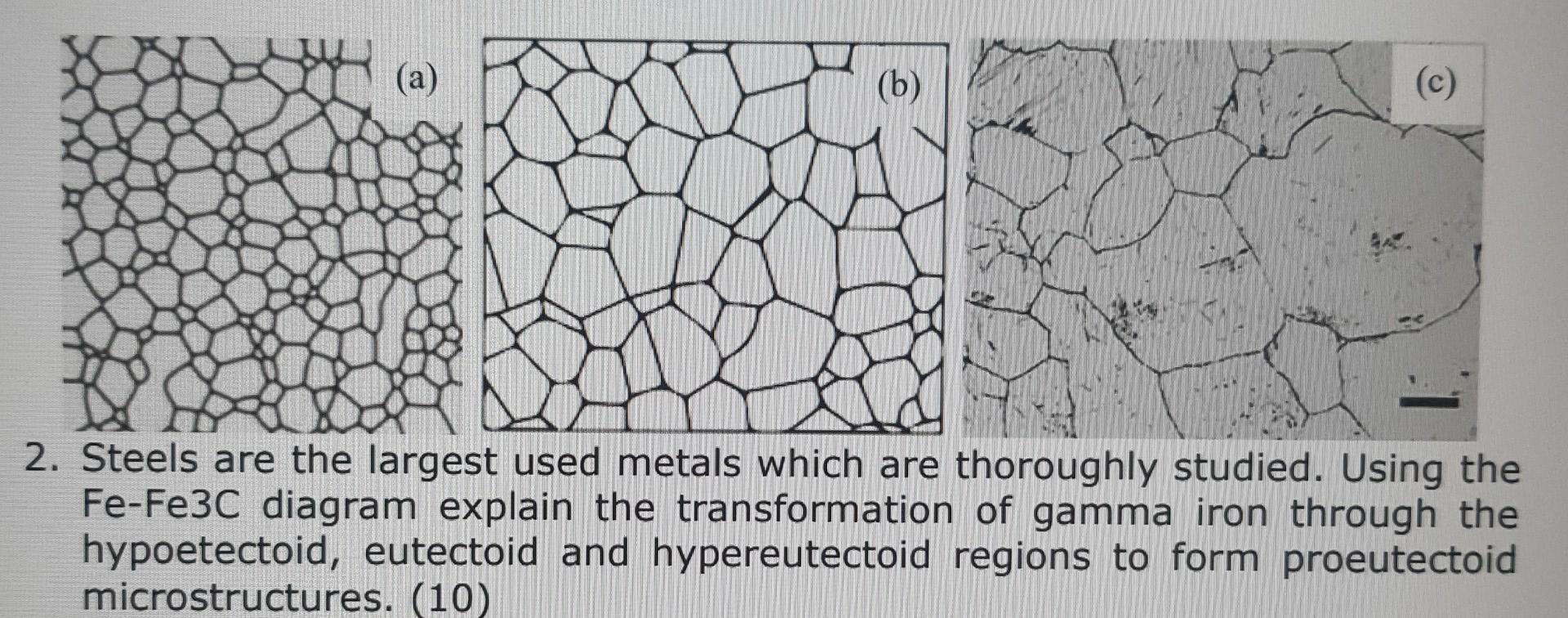 C A B 2 Steels Are The Largest Used Metals Which Are Thoroughly Studied Using The Fe Fe3c Diagram Explain The 1