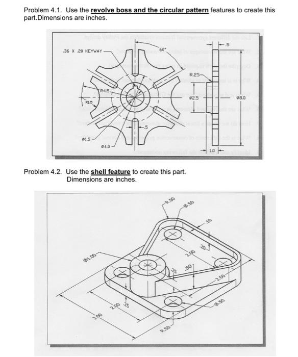 Problem 4 1 Use The Revolve Boss And The Circular Pattern Features To Create This Part Dimensions Are Inches 36 X 20 1