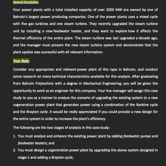 General Description Four Power Plants With A Total Installed Capacity Of Over 2000 Mw Are Owned By One Of Bahrain S Lar 1