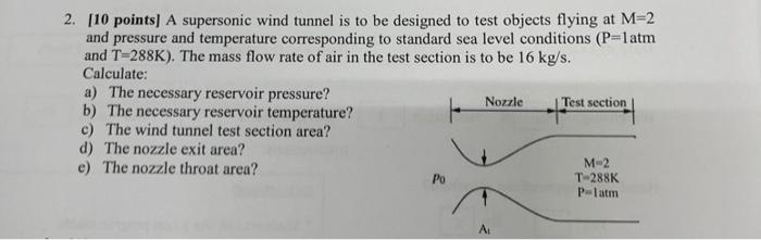 2 10 Points A Supersonic Wind Tunnel Is To Be Designed To Test Objects Flying At M 2 And Pressure And Temperature Cor 1