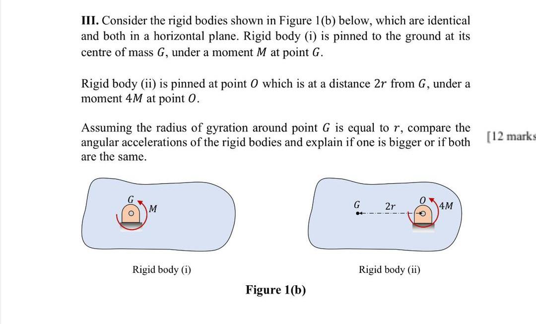 Iii Consider The Rigid Bodies Shown In Figure 1 B Below Which Are Identical And Both In A Horizontal Plane Rigid Bod 1
