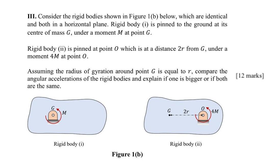 Iii Consider The Rigid Bodies Shown In Figure 1 B Below Which Are Identical And Both In A Horizontal Plane Rigid Bo 1