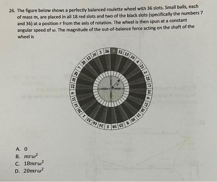 26 The Figure Below Shows A Perfectly Balanced Roulette Wheel With 36 Slots Small Balls Each Of Mass M Are Placed In 1