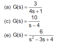 1 4 For Each Of The Following Systems Obtain The Pole S And State Whether The System Is Stable A G S C G S 2