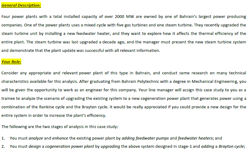 General Description Four Power Plants With A Total Installed Capacity Of Over 2000 Mw Are Owned By One Of Bahrain S Lar 1