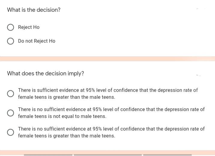 Caselet 2 Previous Studies Suggest That Female Teens Are More Likely Than Male Teens To Be Depressed Suppose We Rando 2