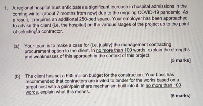 1 A Regional Hospital Trust Anticipates A Significant Increase In Hospital Admissions In The Coming Winter About 7 Mon 1