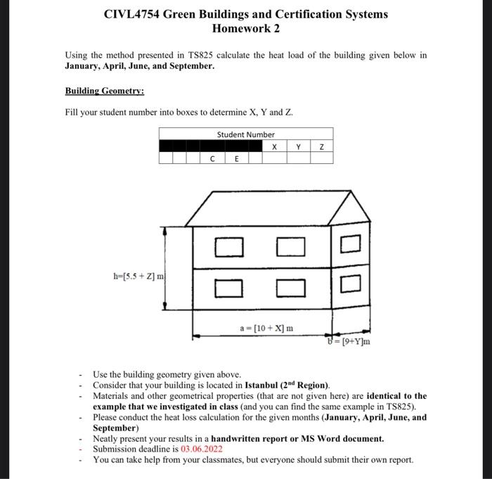 Civl4754 Green Buildings And Certification Systems Homework 2 Using The Method Presented In Ts825 Calculate The Heat Loa 1