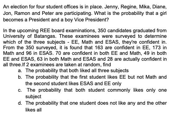 An Election For Four Student Offices Is In Place Jenny Regine Mika Diane Jon Ramon And Peter Are Participating Wh 1
