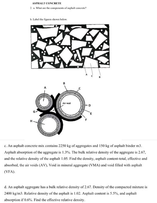Asphalt Concrete 2 A What Are The Components Of Asphalt Concrete B Label The Figures Shown Below Air Void C An Asp 1
