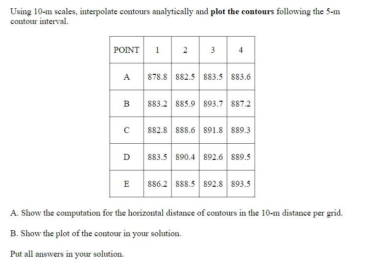 Using 10 M Scales Interpolate Contours Analytically And Plot The Contours Following The 5 M Contour Interval Point 1 2 1
