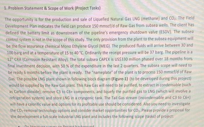 1 Problem Statement Scope Of Work Project Tasks The Opportunity Is For The Production And Sale Of Liquefied Natural 2