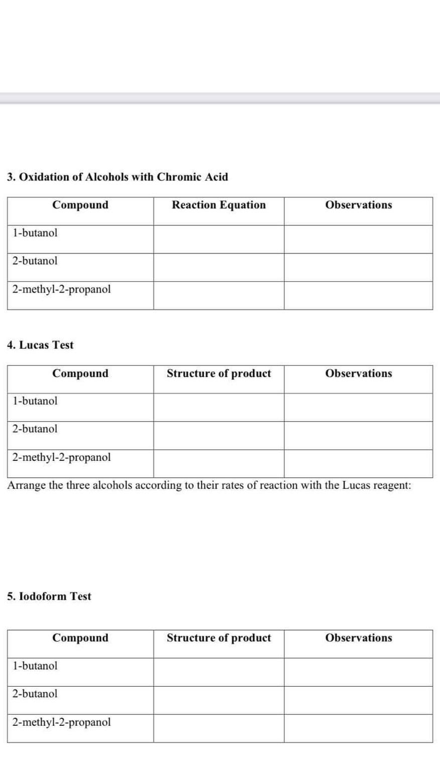 Data And Observation 1 Solubility Of Alcohols In Water Compound Structure Solubility Ethanol 1 Butanol 2 Methyl 2 Prop 2