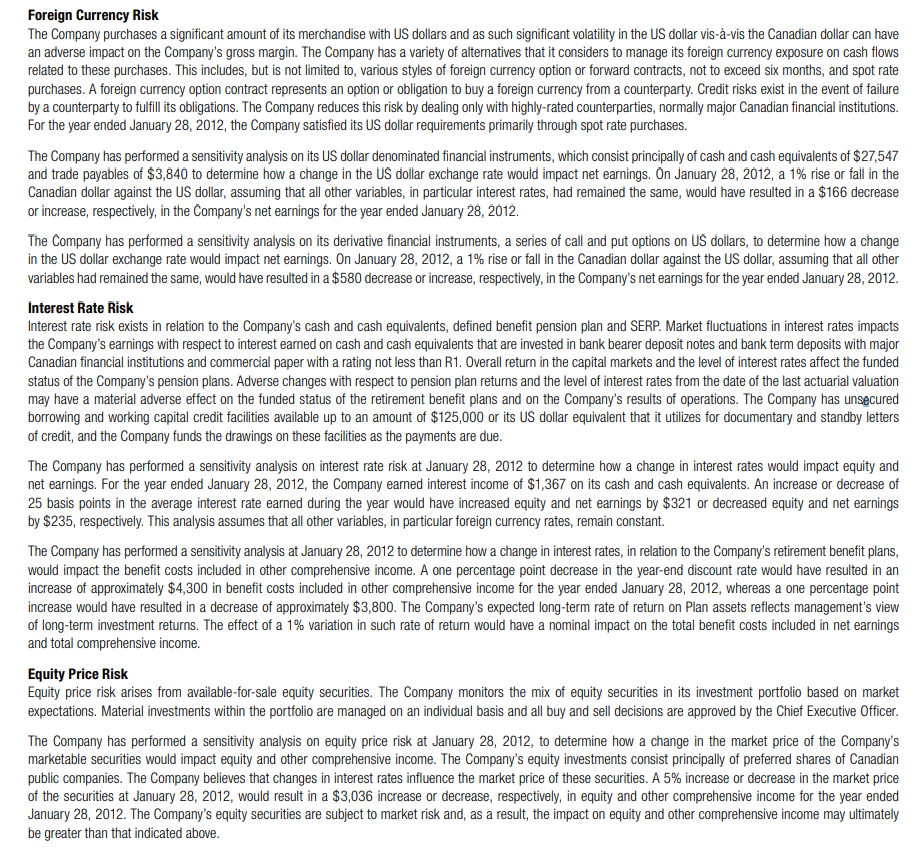 Look At The Management Discussion And Analysis Find The Section That Outlines The Various Types Of Risk That Reitmans F 2