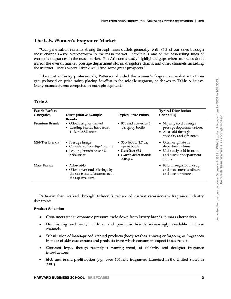 Harvard Business Brief Cases Schooi 4550 May 5 2010 John A Quelch Lisa D Donovan Flare Fragrances Company Inc Anal 2