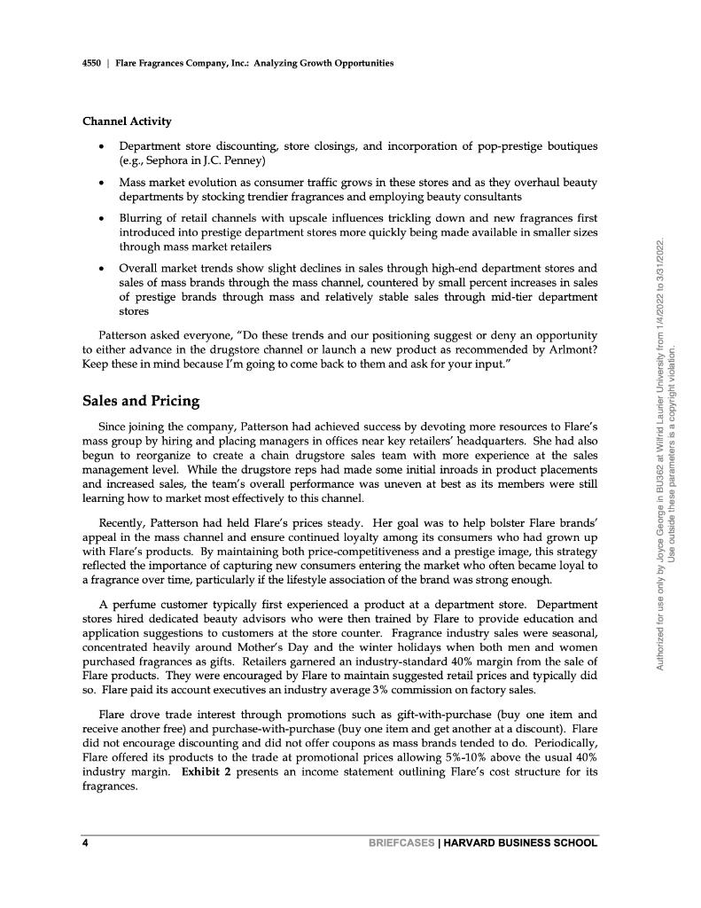 Harvard Business Brief Cases Schooi 4550 May 5 2010 John A Quelch Lisa D Donovan Flare Fragrances Company Inc Anal 3