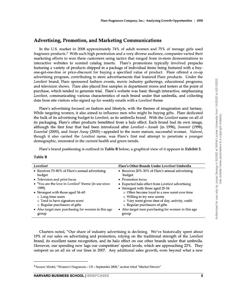Harvard Business Brief Cases Schooi 4550 May 5 2010 John A Quelch Lisa D Donovan Flare Fragrances Company Inc Anal 4