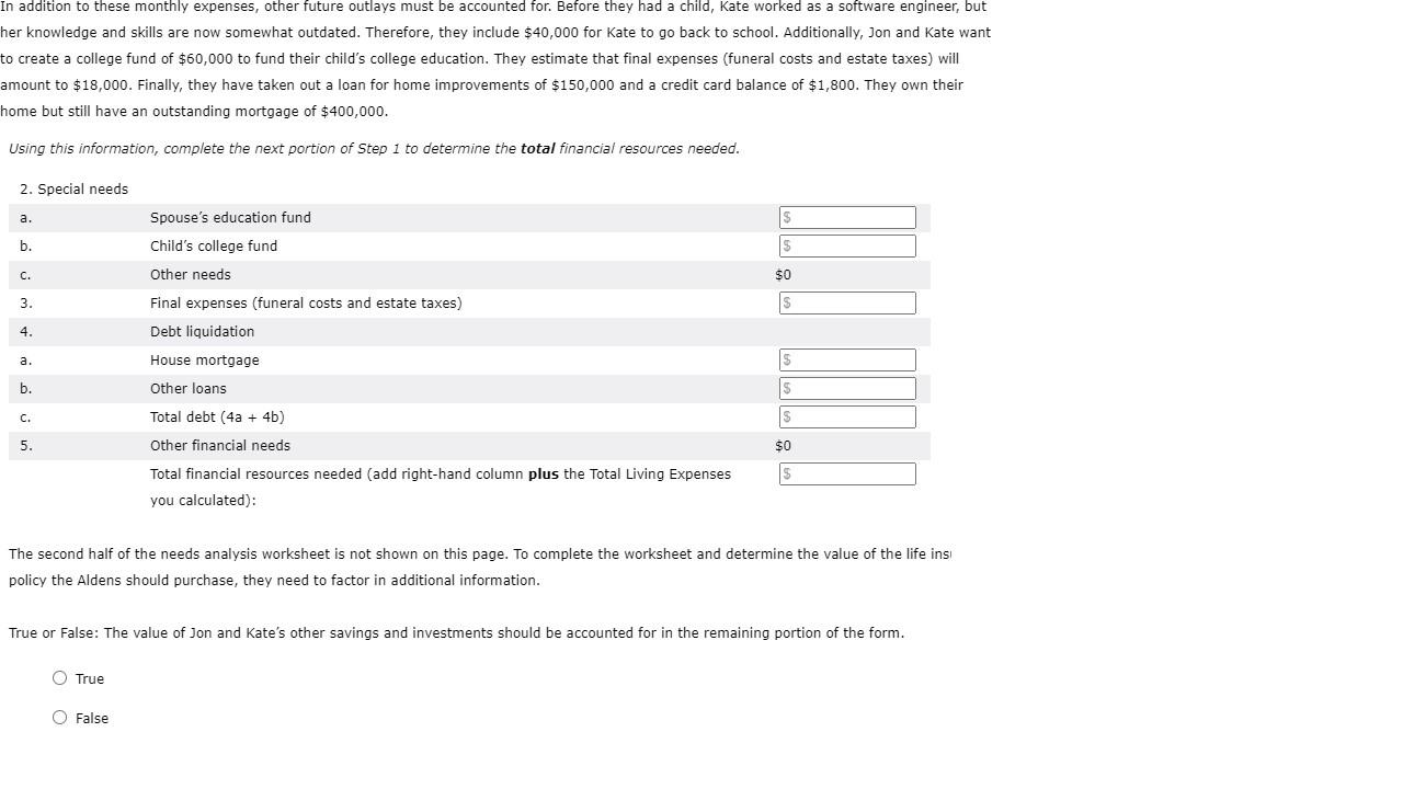 In Addition To These Monthly Expenses Other Future Outlays Must Be Accounted For Before They Had A Child Kate Worked 1