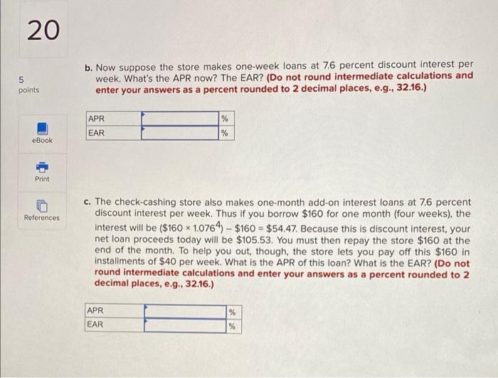 20 5 Points Ebook Print References A Check Cashing Store Is In The Business Of Making Personal Loans To Walk Up Customer 2