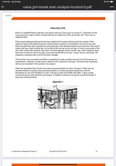 11 06 Am Sat 28 May 1 Of 4 Value Jym Break Even Analysis Location3 Pdf Value Gym Vg Peter Is A Qualified Fitness Instr 1