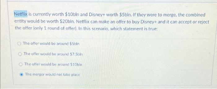 Netflix Is Currently Worth 10bln And Disney Worth 5bln If They Were To Merge The Combined Entity Would Be Worth 20 1