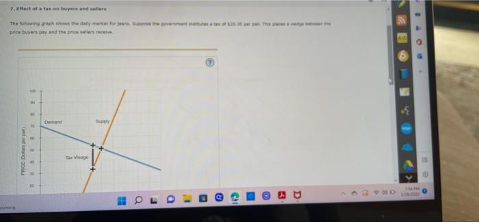 7 Effect Of A Tax On Buyers And Seller The Following Graph Shows The Daily Market For Jeans Suppose The Government Inst 1