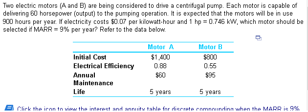 The Aw For Motor A Is The Aw For Motor B Is 1